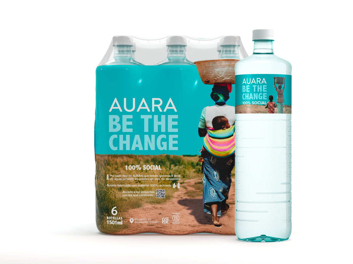AUARA Water pack 6 bottles 100% recycled material r-PET of 1.501 ml