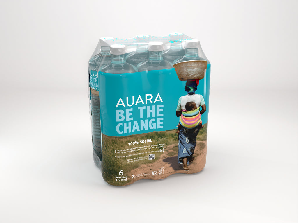 AUARA Water pack 6 bottles 100% recycled material r-PET of 1.501 ml