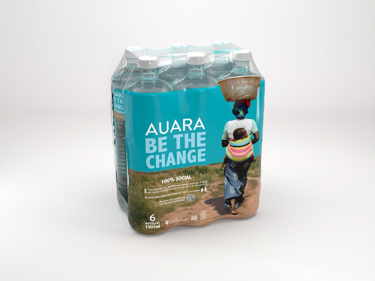 AUARA Water pack 6 bottles 100% recycled material r-PET of 1.501 ml