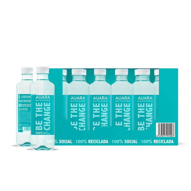 AUARA Water pack 24 bottles 100% recycled material r-PET of 501 ml