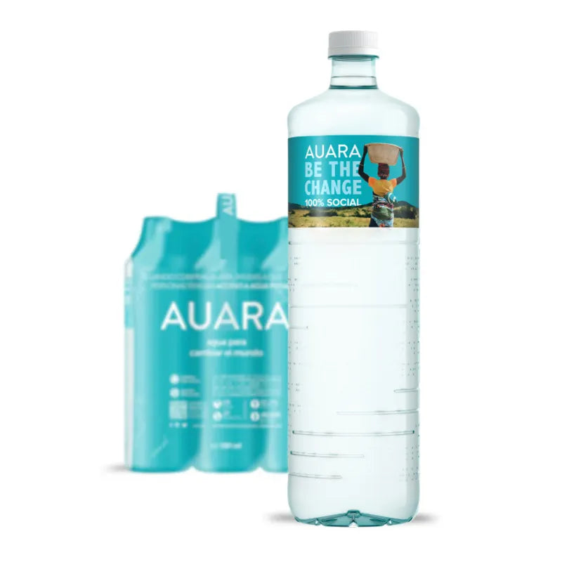 AUARA Agua pack 6 botellas 100% material reciclado r-PET de 1.501 ml