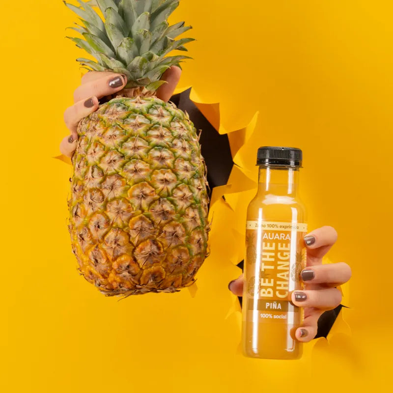 AUARA Zumo de Piña, pack 12 Botellas de 33 cl