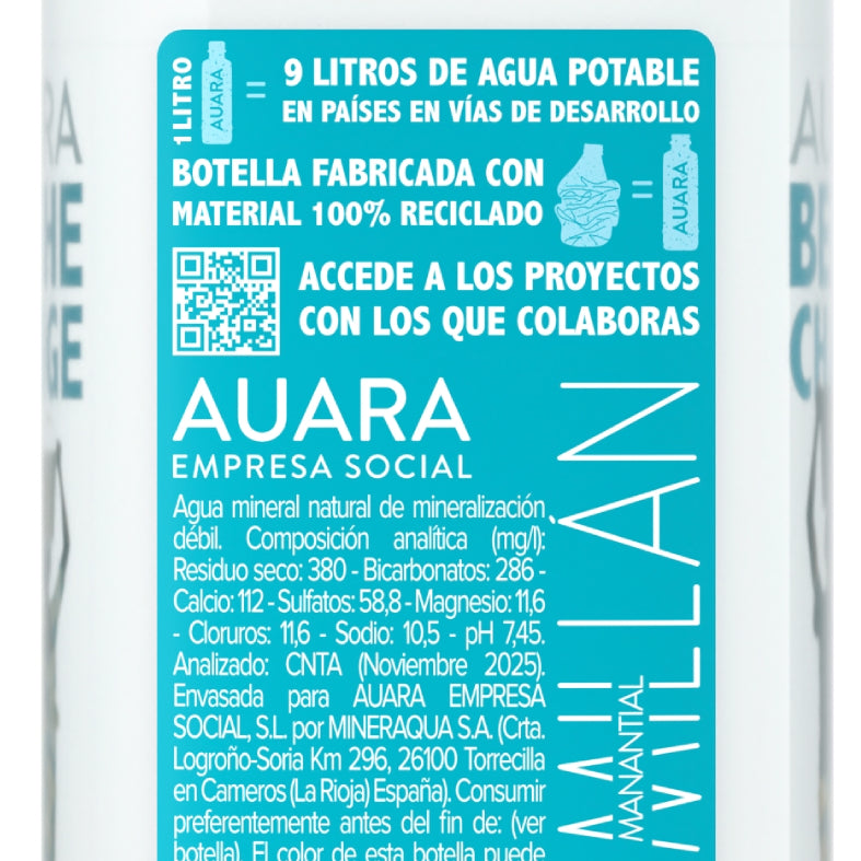 AUARA Agua pack 24 botellas 100% material reciclado r-PET de 501 ml