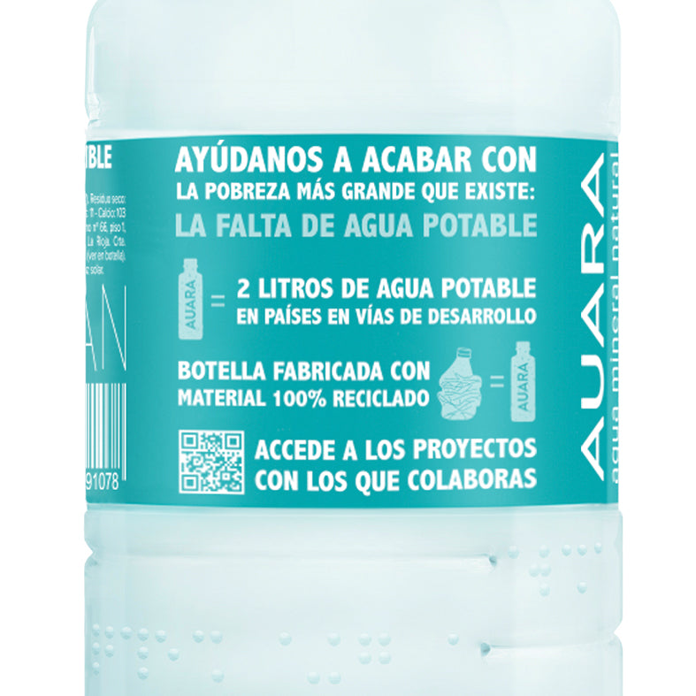 AUARA Agua pack 6 botellas 100% material reciclado r-PET de 1.501 ml